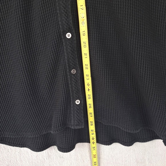 Aerie Top Large Black Lumberjane Waffle Knit Oversized Button Up Cozy Shacket - Picture 3 of 6